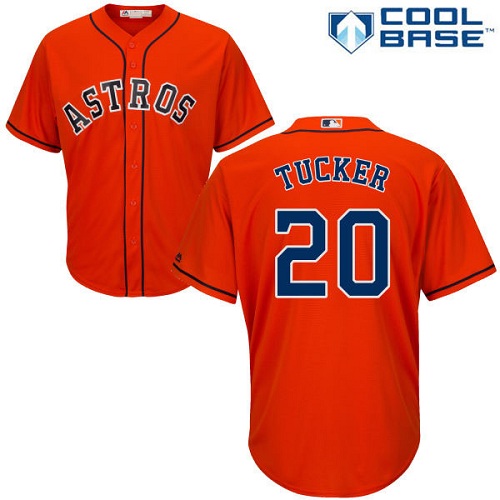Astros #20 Preston Tucker Orange Cool Base Stitched Youth MLB Jersey - Click Image to Close